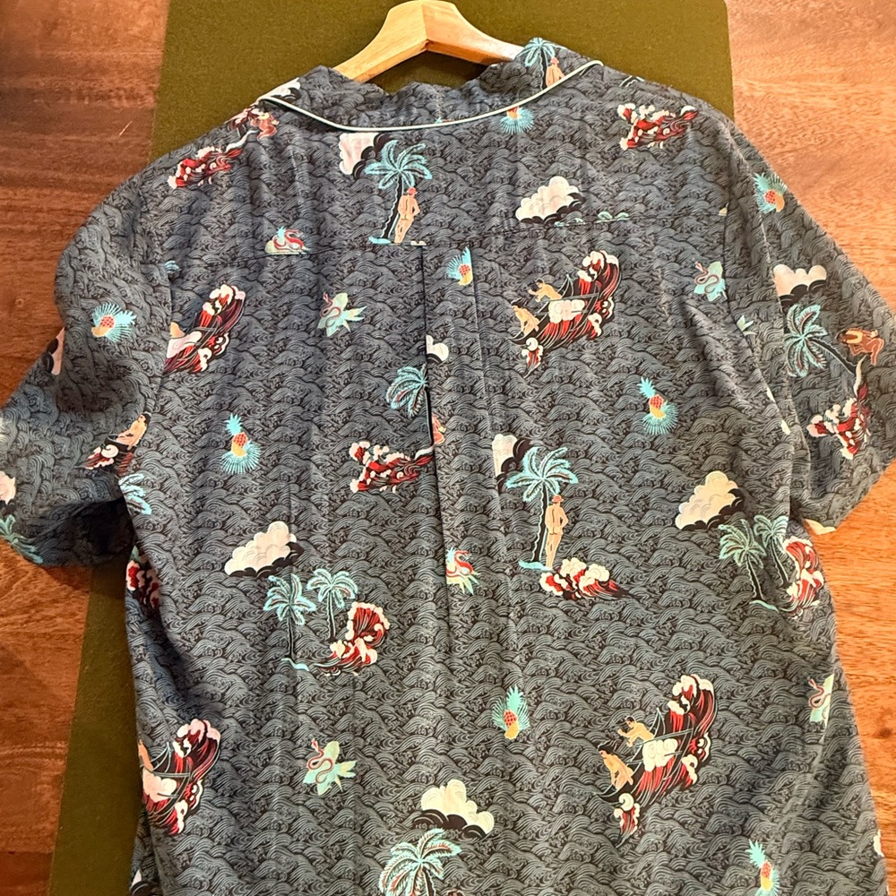 Combo Playa of Eden Navy Blue Tropical Print Shirt